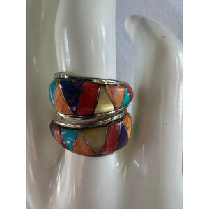 Womens Unbranded bypass Ring Size 8 Multi-color/stone turquoise sterling silver